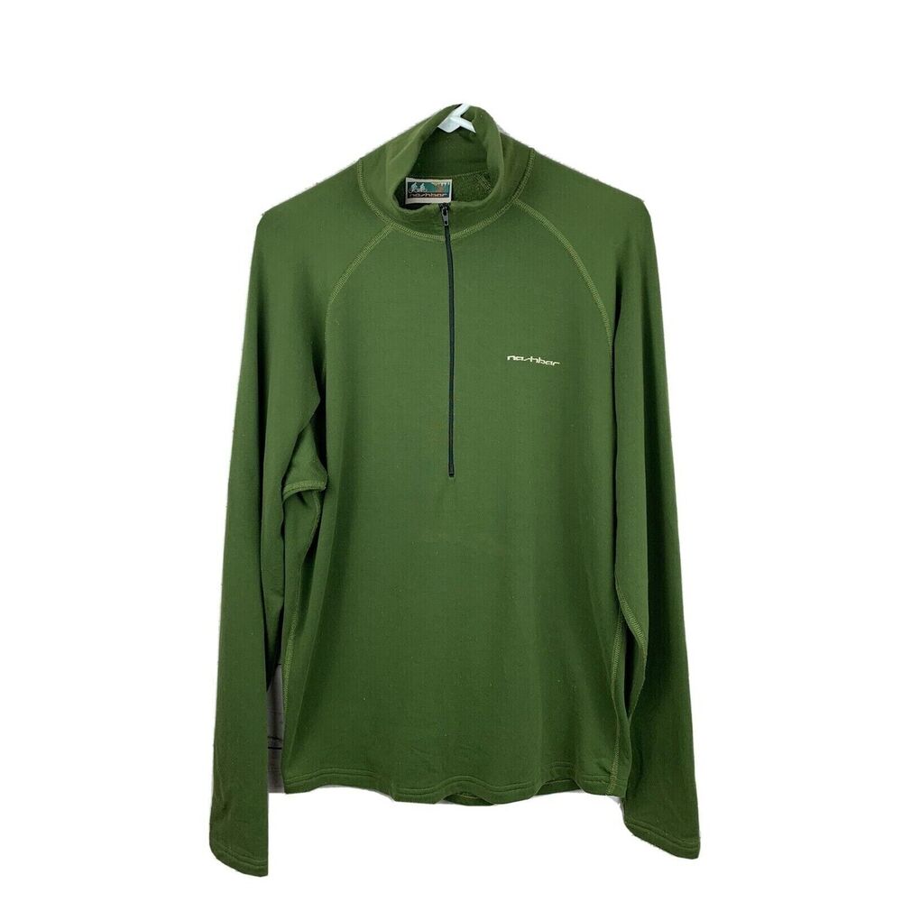 Nashbar Pullover mens medium cycle‎ 1/2 Zip Fleece Green Spellout Made in USA